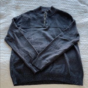 Blue Grey Mock Collar Men’s Sweater